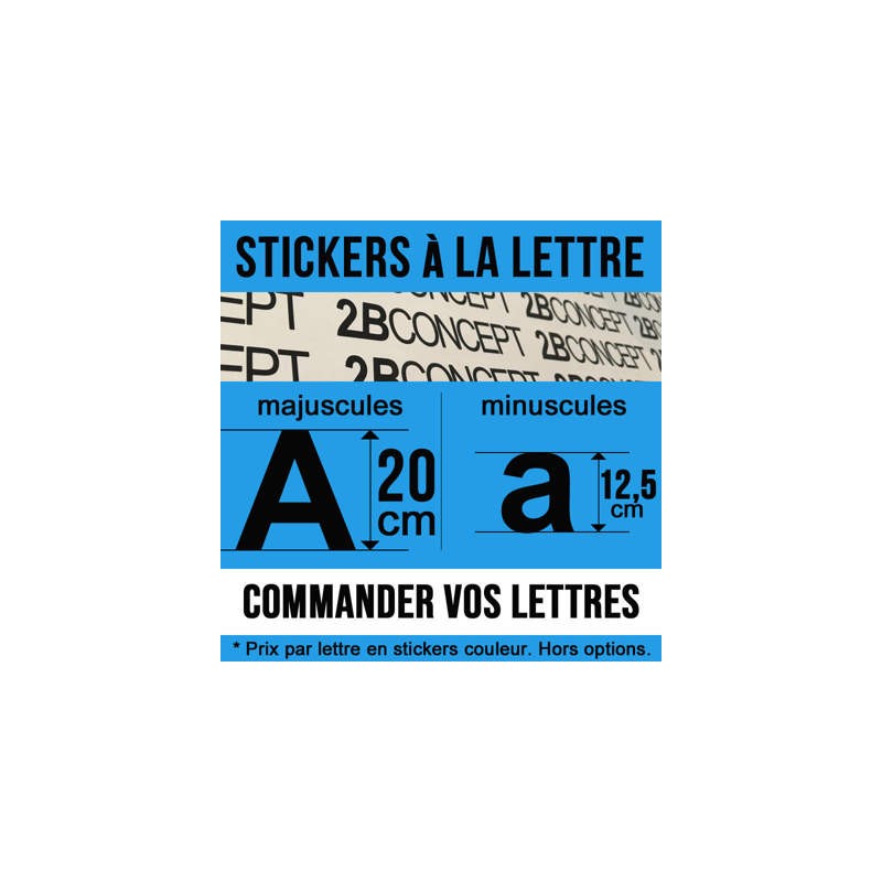 Lettres stickers - adhésif vitrine de magasin professionnel de hauteur 20 cm