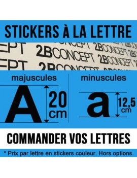 Lettres stickers - adhésif vitrine de magasin professionnel de hauteur 20 cm