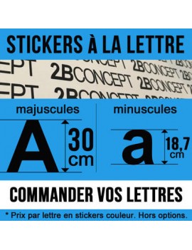 Lettres stickers - adhésif vitrine de magasin professionnel de hauteur 30 cm