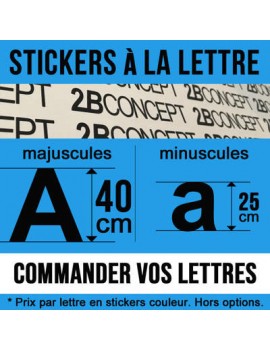 Lettres stickers - adhésif vitrine de magasin professionnel de hauteur 40 cm